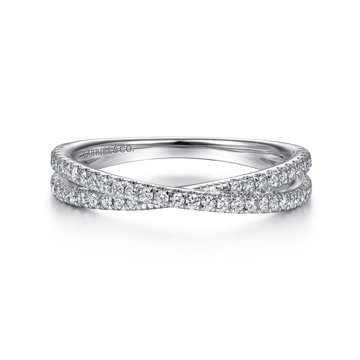 14K White Gold Diamond Criss Cross Ring — Gabriel & Co. LR51169W45JJ