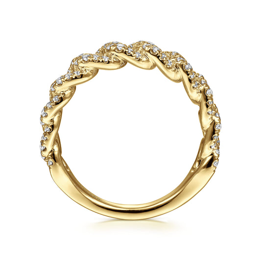 14K Yellow Gold Chain Link Stackable Diamond Ring — Gabriel & Co. LR51181Y45JJ