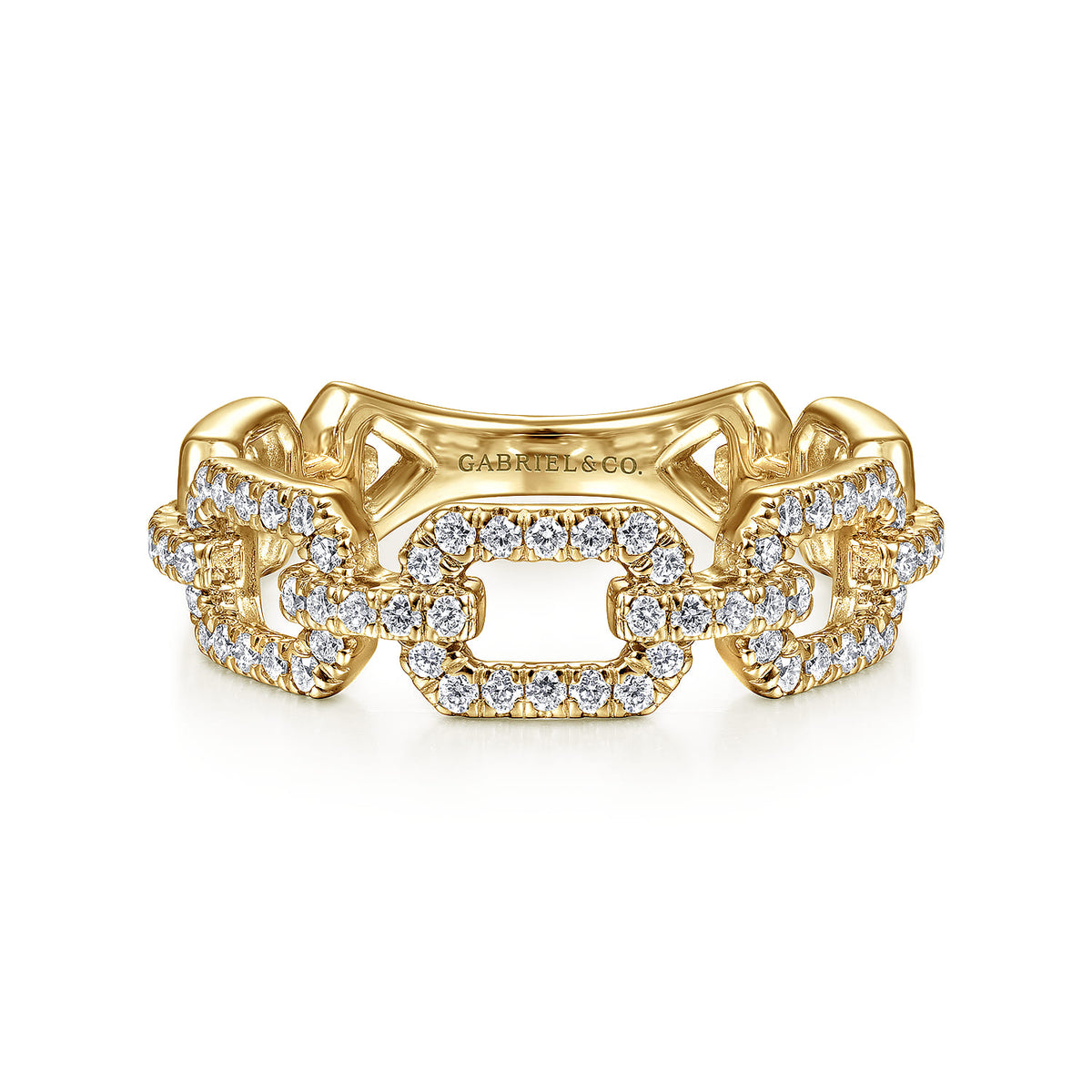 Link Chain Ring 14K Yellow Gold Diamond 0.35ct — Gabriel & Co. LR51249Y45JJ