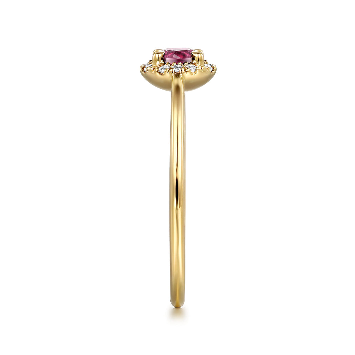 14k Yellow Gold Round Cut Diamond Halo & Pink Tourmaline Promise Ring — Gabriel & Co. LR51264Y45PT