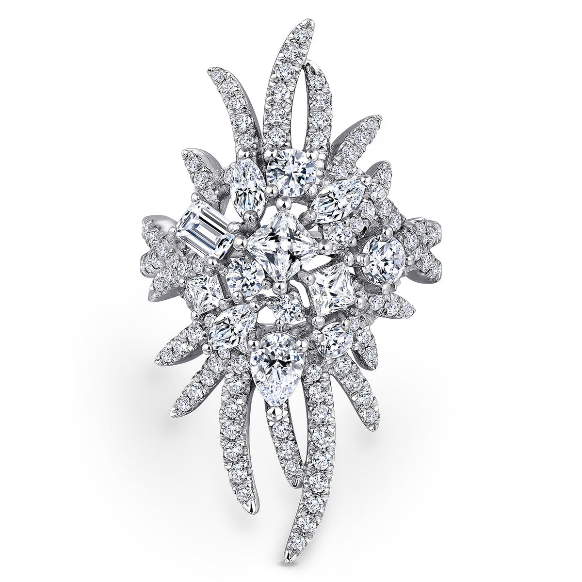 18K White Gold Diamond Pavé Oval Sunburst Statement Ring — Gabriel & Co. LR51398W84JJ