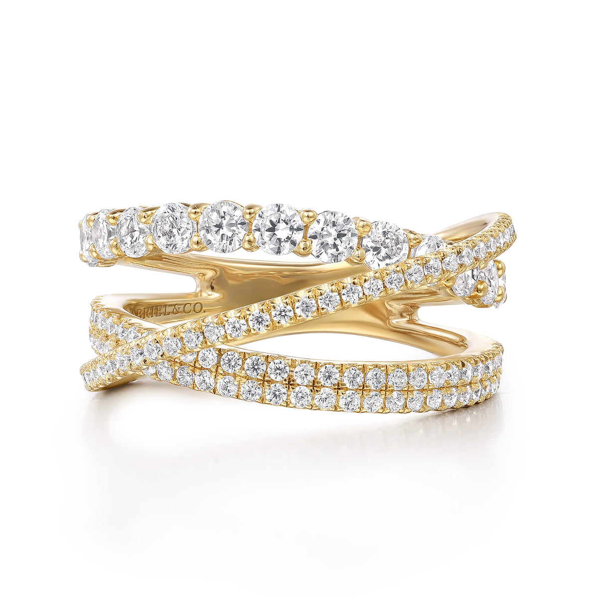 14K Yellow Gold Diamond Layered Criss Cross Ring — Gabriel & Co. LR51499Y45JJ