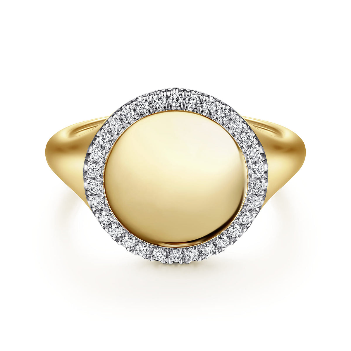14K Yellow Gold Pinky Signet Ring with Diamond Halo — Gabriel & Co. LR51521Y45JJ