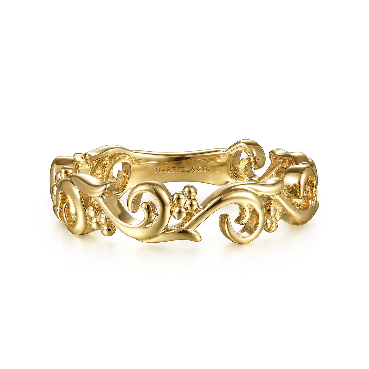 14K Yellow Gold Floral Stackable Ring — Gabriel & Co. LR51917Y4JJJ