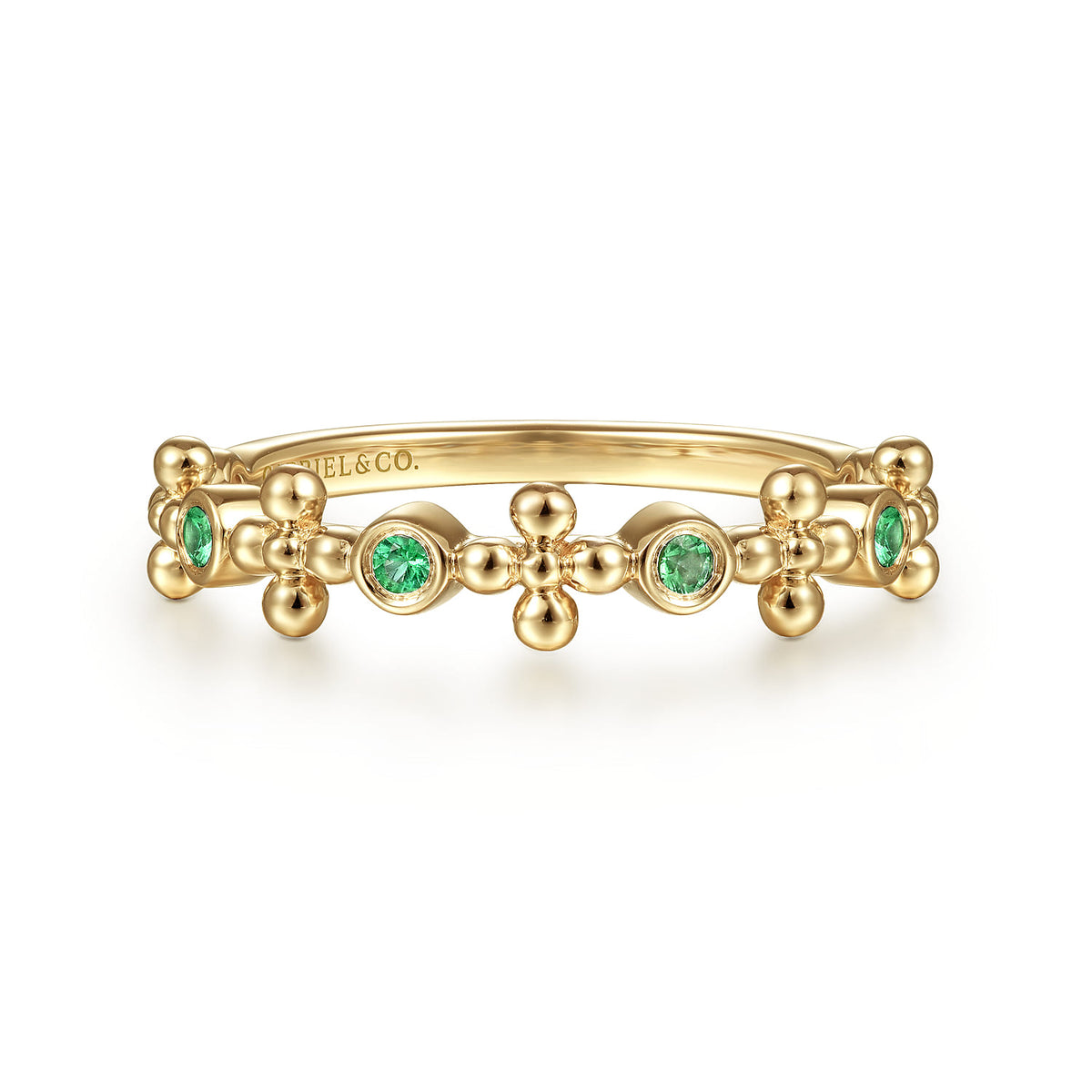 14K Yellow Gold Bujukan Emerald Stackable Ring — Gabriel & Co. LR51918Y4JEA