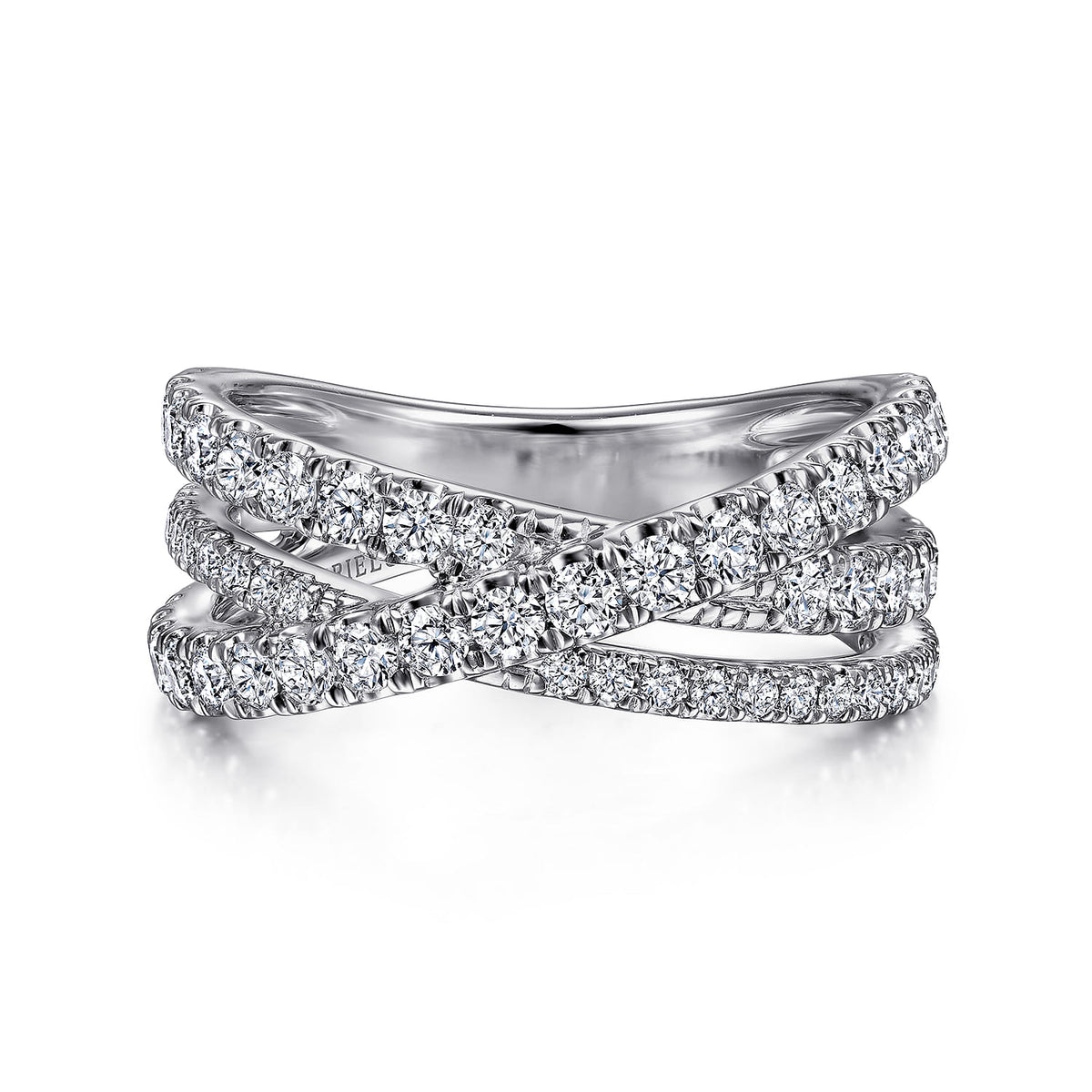 14K White Gold Diamond Criss Cross Ring — Gabriel & Co. LR51992W45JJ