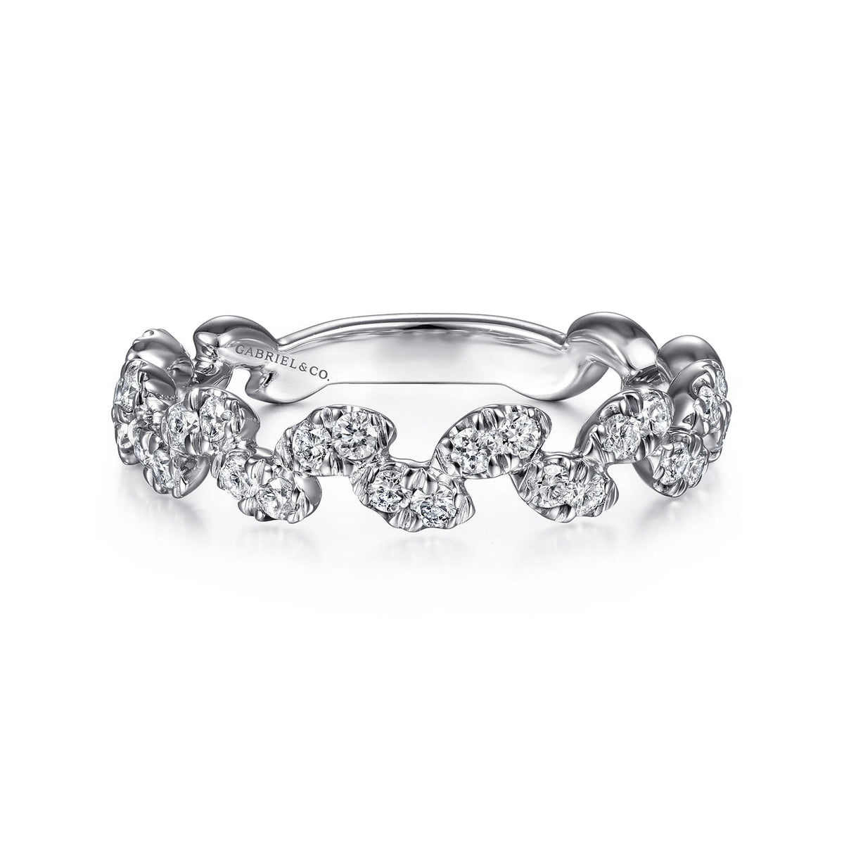 14K White Gold Diamond Leaf Ring — Gabriel & Co. LR52009W45JJ