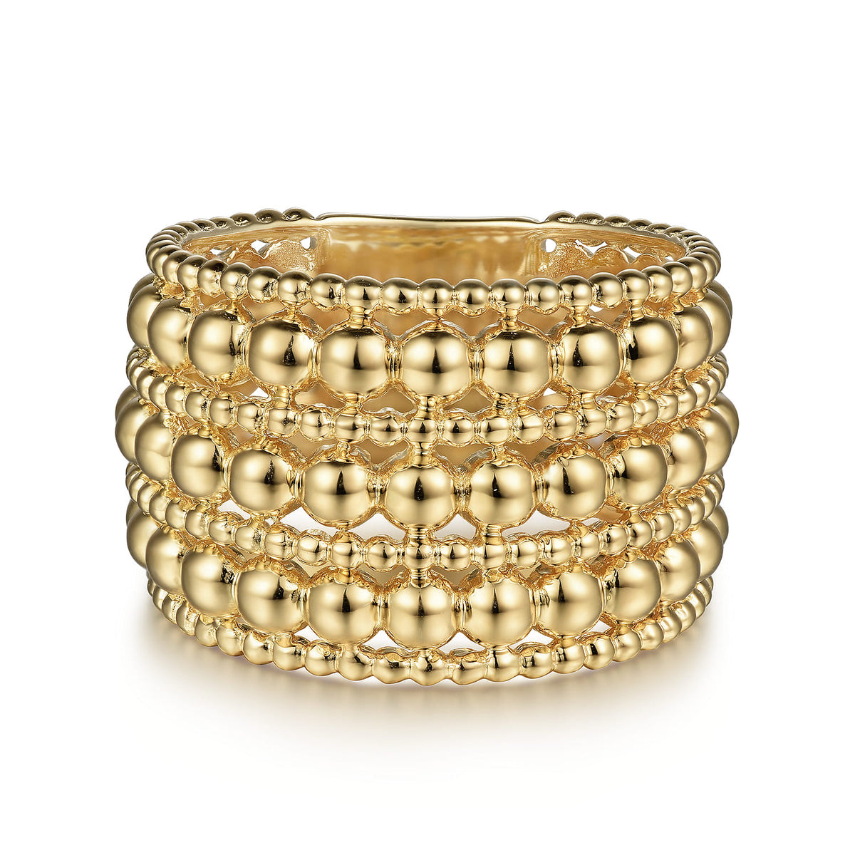 14K Yellow Gold Bujukan Beaded Easy Stackable Ring — Gabriel & Co. LR52146Y4JJJ