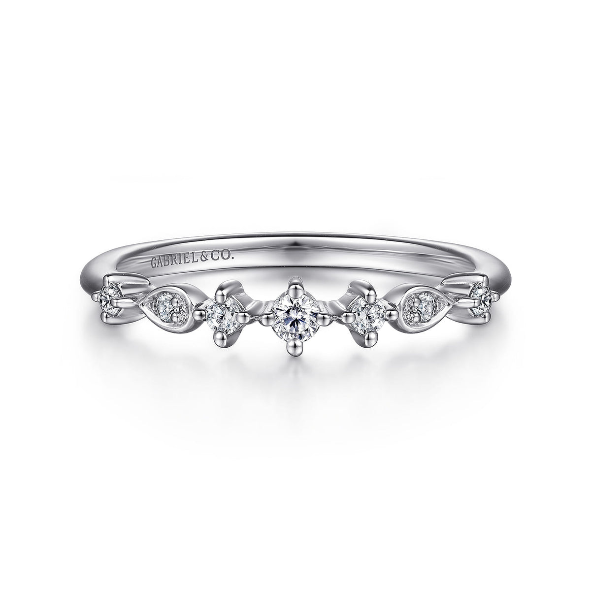 14K White Gold Single Prong Diamond Station Ring — Gabriel & Co. LR52158W45JJ