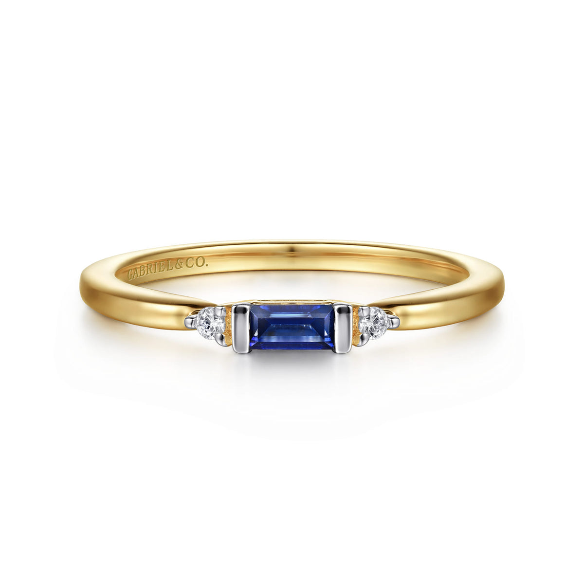 14K Yellow Gold Diamond and Blue Sapphire Stackable Ring — Gabriel & Co. LR52291Y45SA