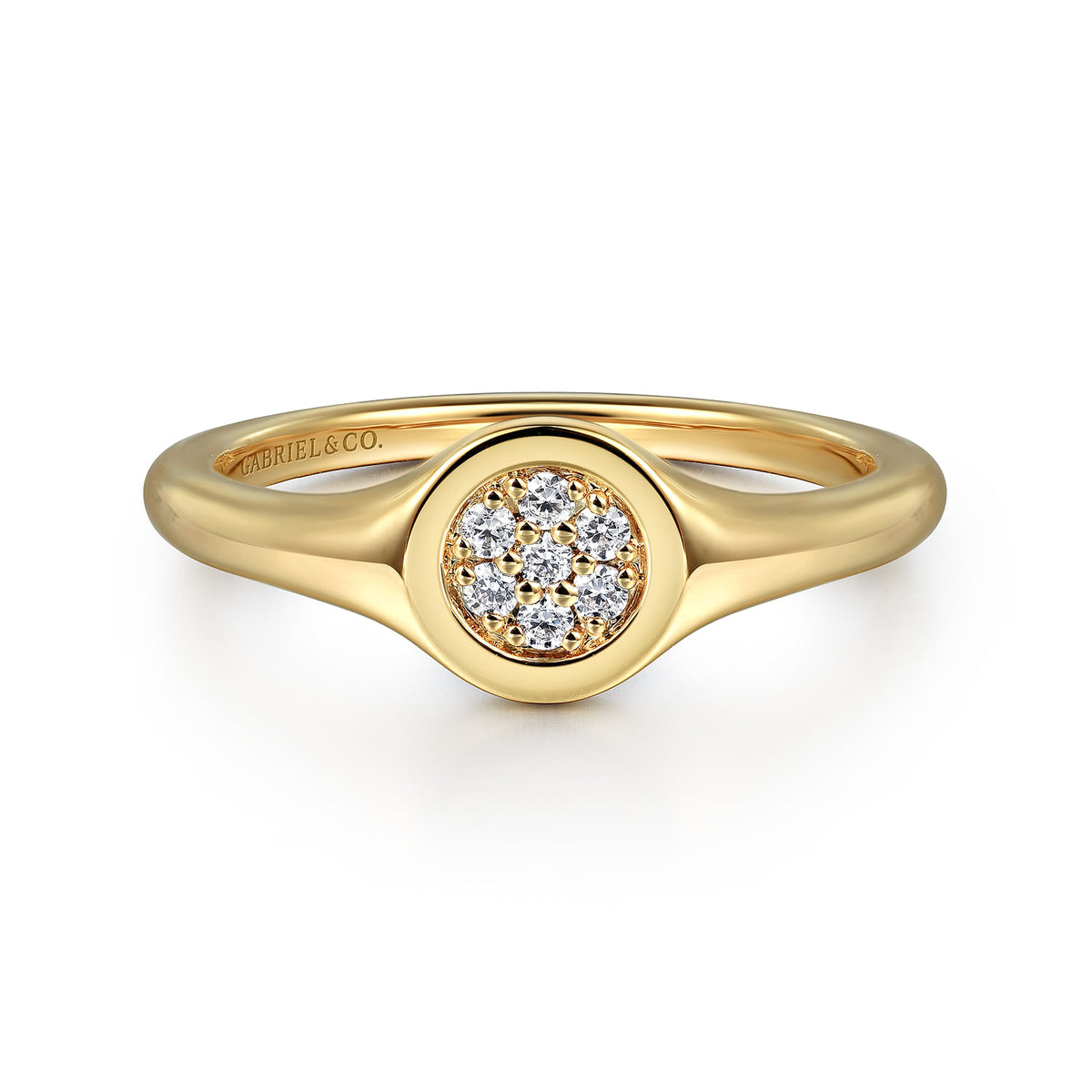 14K Yellow Gold Pavé Diamond Signet Promise Ring — Gabriel & Co. LR52496Y45JJ