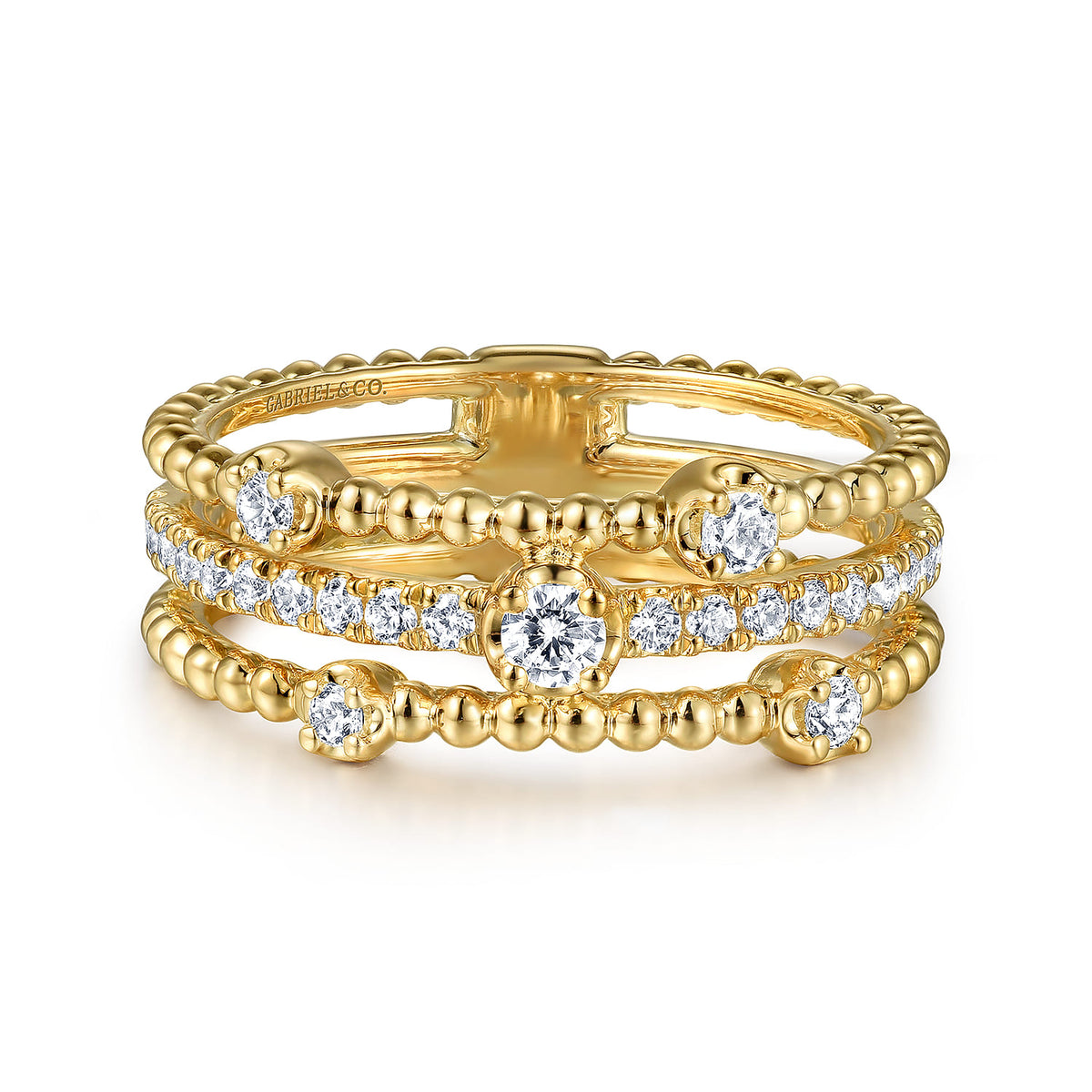 Wide Band Easy-Stack Ring 14K Yellow Gold Diamond 0.35ct Bujukan — Gabriel & Co. LR52555Y45JJ