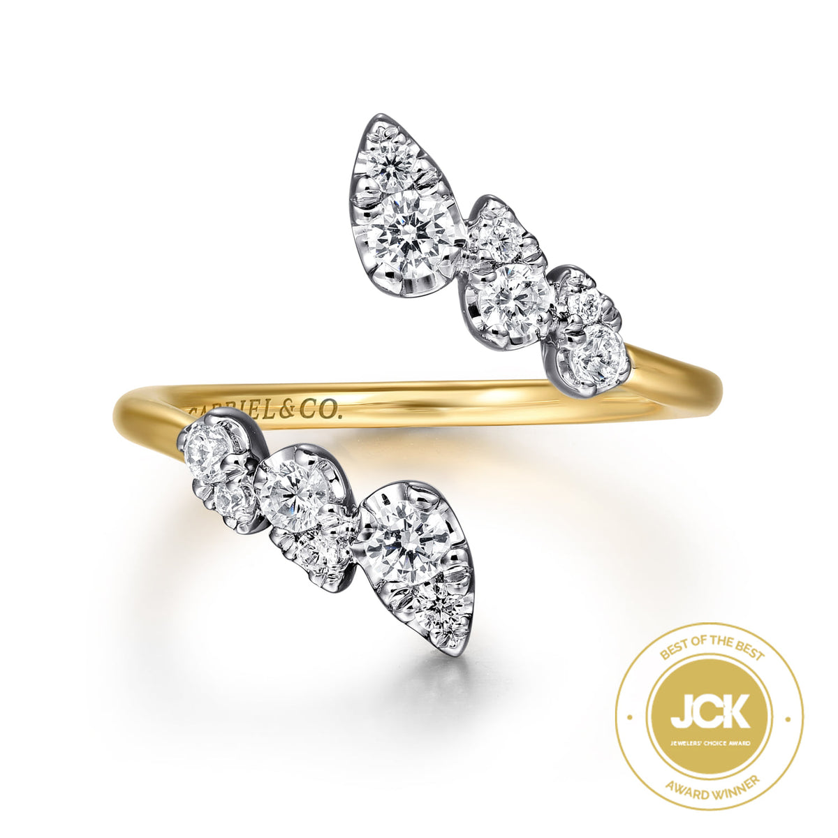 14K White and Yellow Gold Diamond Bypass Ladies Ring — Gabriel & Co. LR52573M45JJ