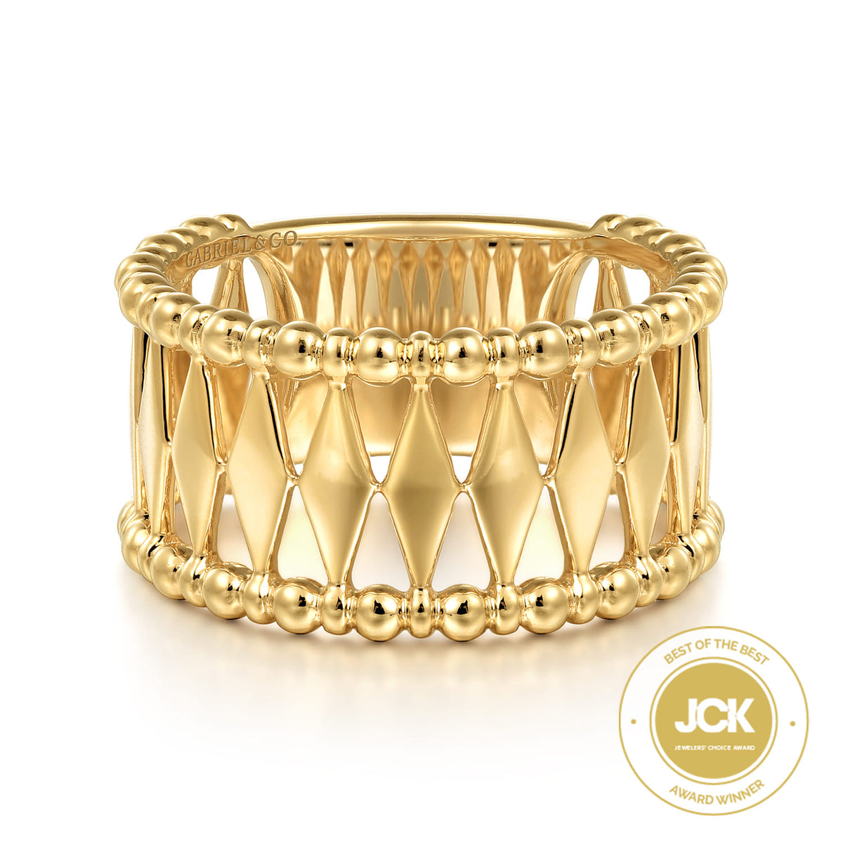 14K Yellow Gold Bujukan Classic Wide Band Ladies Ring — Gabriel & Co. LR52588Y4JJJ