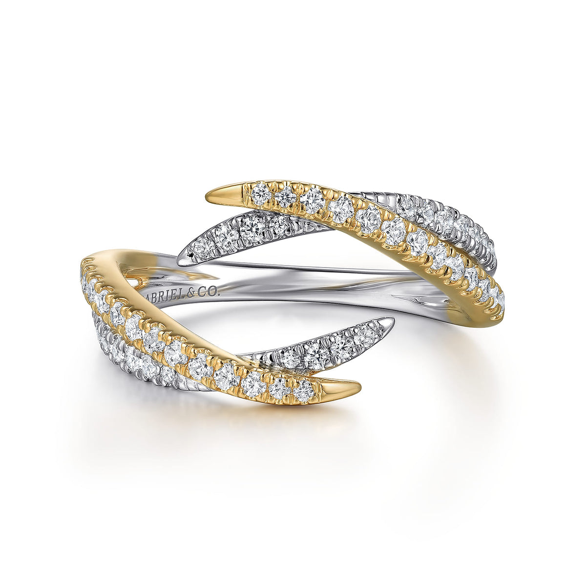14K White and Yellow Gold Diamond Bypass Ladies Ring — Gabriel & Co. LR52604M45JJ