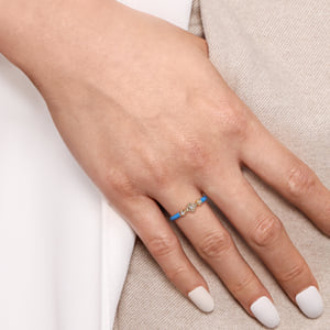 14K Yellow Gold Diamond Split Stackable with Blue Enamel — Gabriel & Co. LR52651ECY45JJ