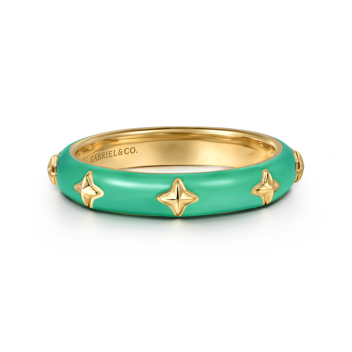 14K Yellow Gold Star Split Stackable with Mint Green Enamel — Gabriel & Co. LR52658EHY4JJJ