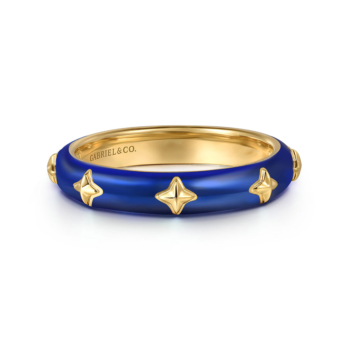 14K Yellow Gold Star Split Stackable with Chrome Blue Enamel — Gabriel & Co. LR52658ELY4JJJ