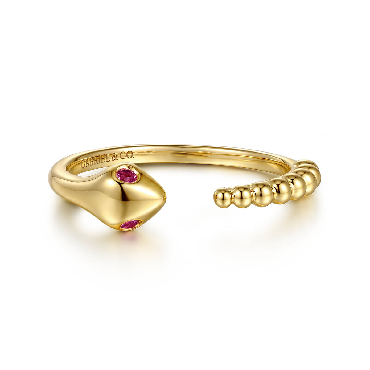 Stackable Open Ring Snake 14K Yellow Gold Ruby — Gabriel & Co. LR52680Y4JRA