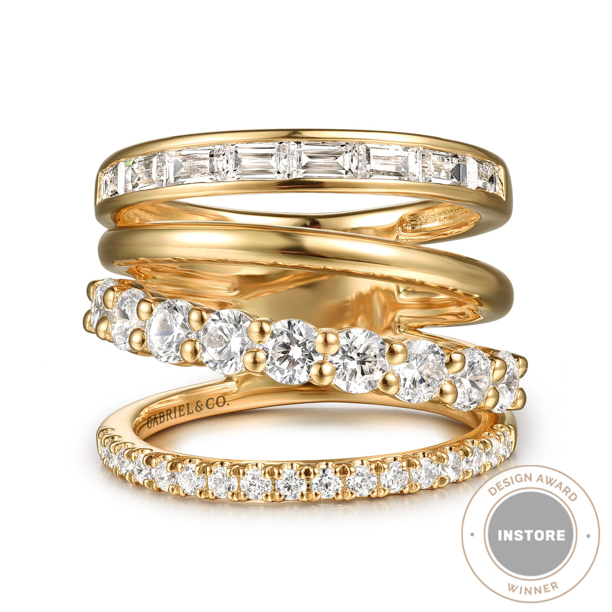 14K Yellow Gold Diamond Wide Band Easy Stackable Ring — Gabriel & Co. LR52691Y44JJ
