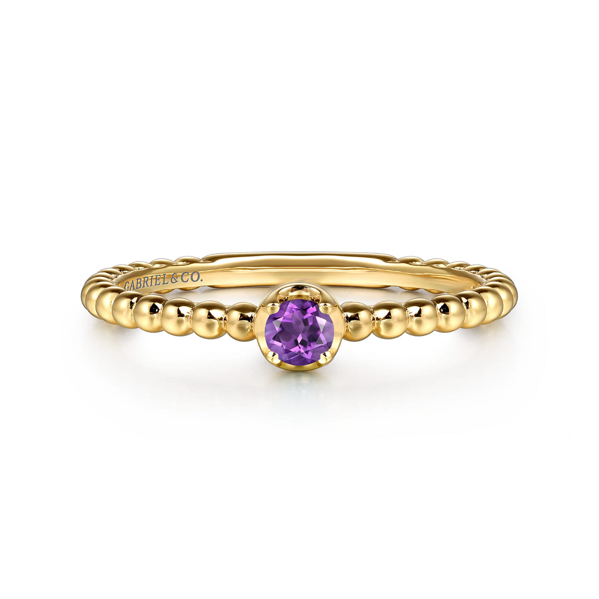 14K Yellow Gold Amethyst Stackable Promise Ring — Gabriel & Co. LR52692Y4JAM