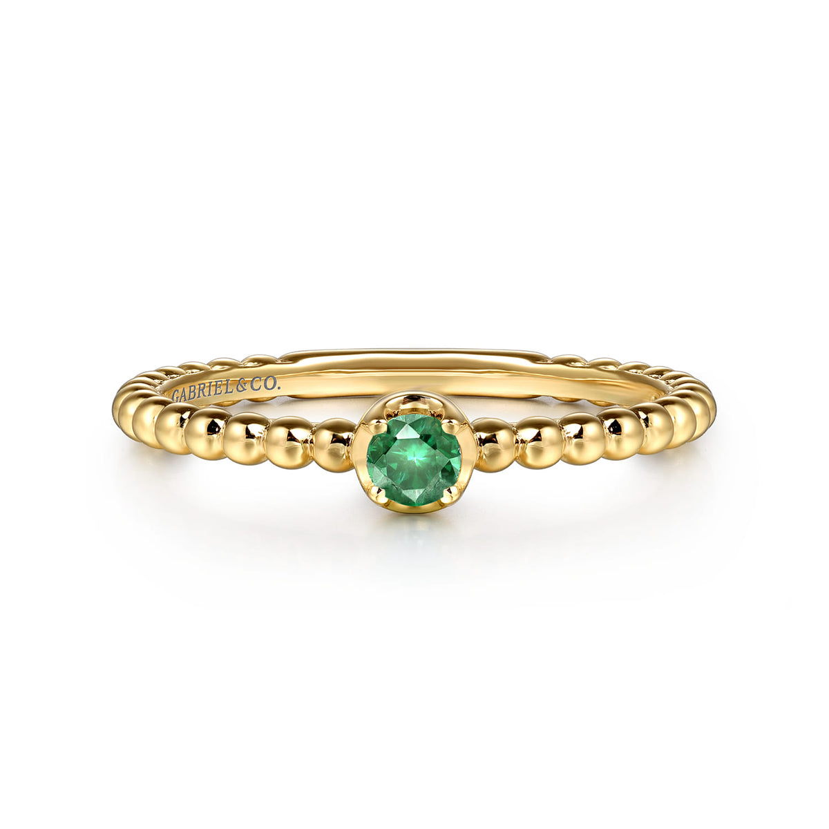 14K Yellow Gold Emerald Stackable Promise Ring — Gabriel & Co. LR52692Y4JEA