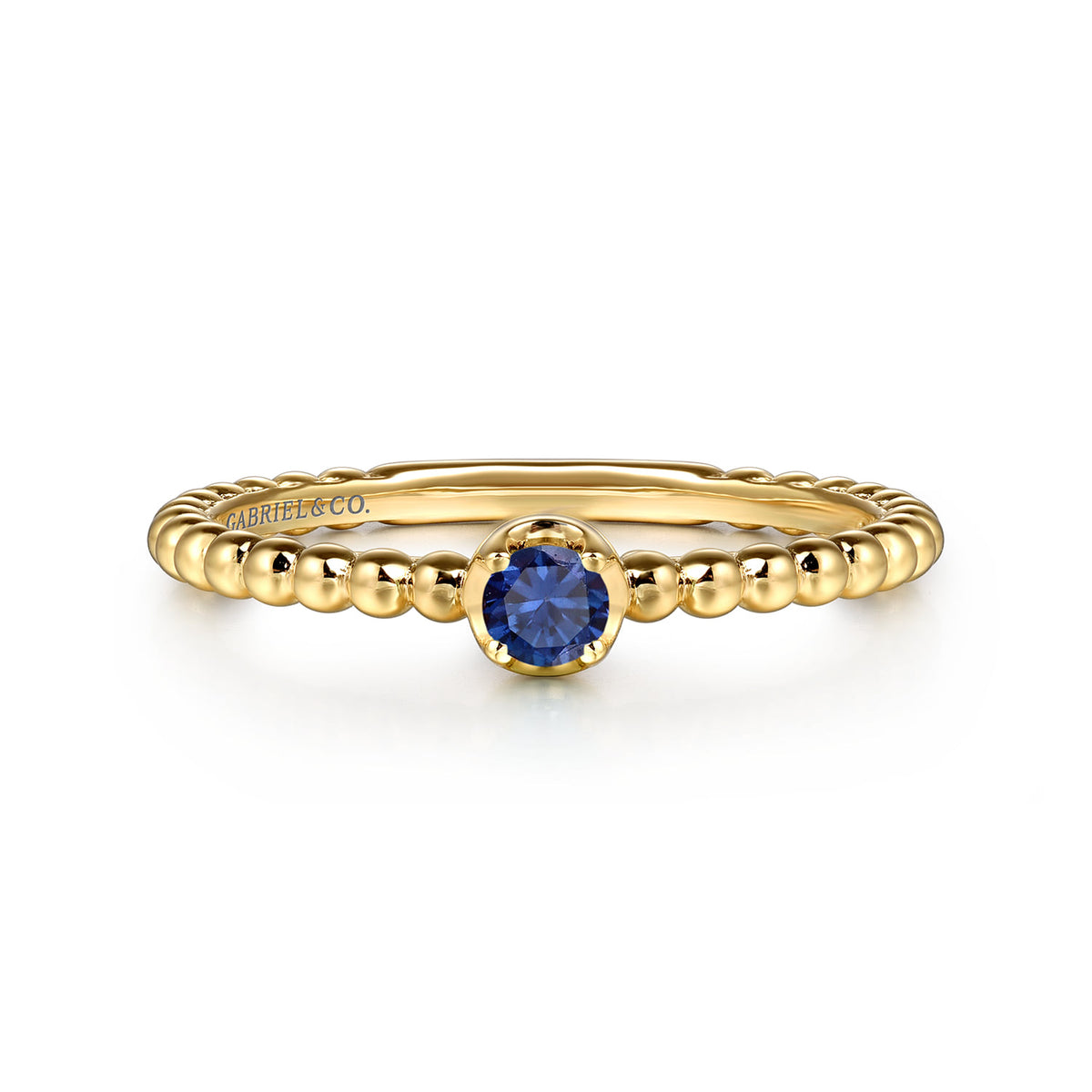 14K Yellow Gold Sapphire Beaded Stackable Promise Ring — Gabriel & Co. LR52692Y4JSA