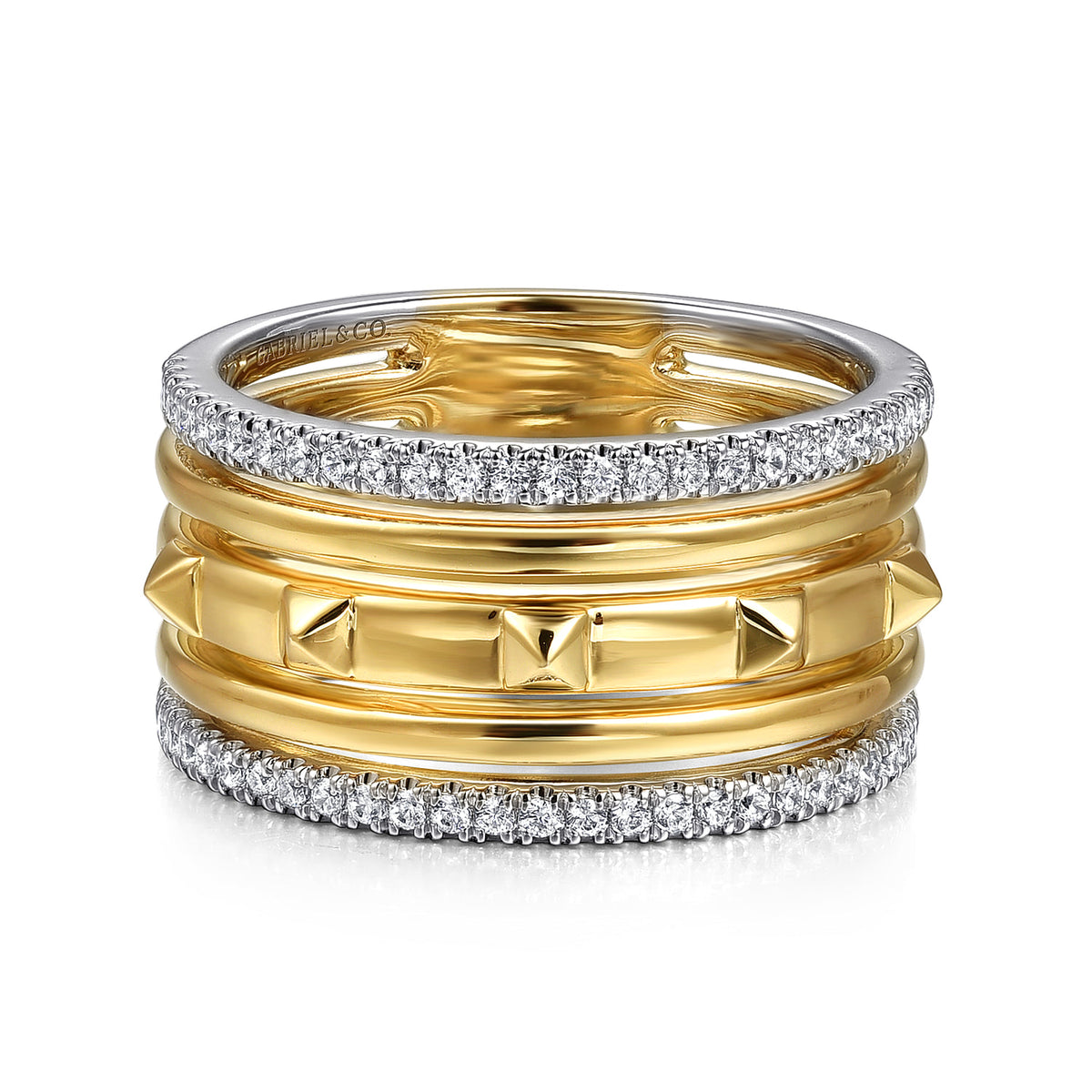 14K White & Yellow Gold Diamond Easy Stackable Ring — Gabriel & Co. LR52710M45JJ