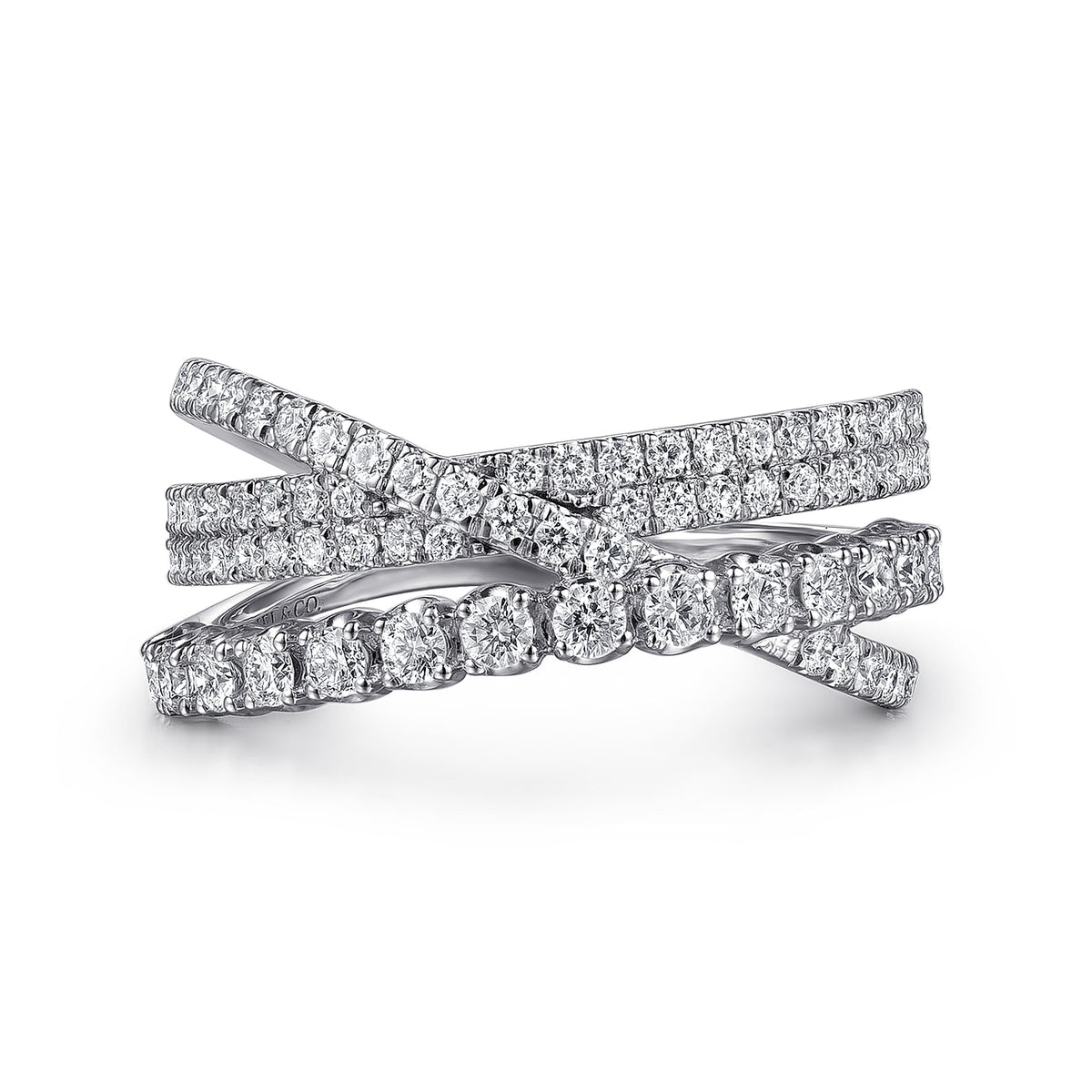14K White Gold Diamond Criss Cross Ring — Gabriel & Co. LR52751W45JJ