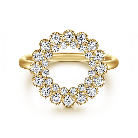 14K Yellow Gold Multi Diamond Circle Fashion Ring — Gabriel & Co. LR52753Y45JJ
