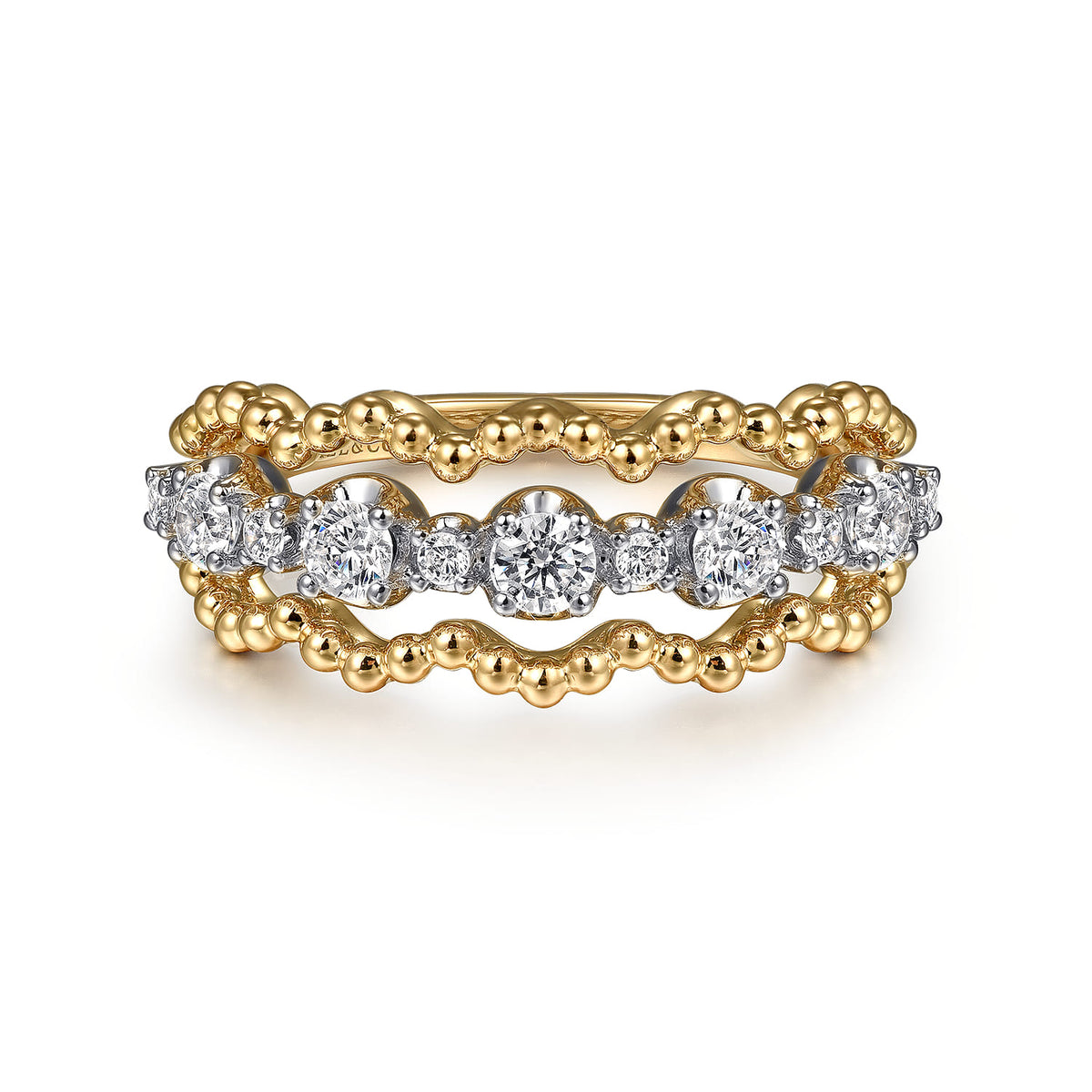 14K White&Yellow Gold Bujukan Diamond Fashion Ring — Gabriel & Co. LR52768M45JJ
