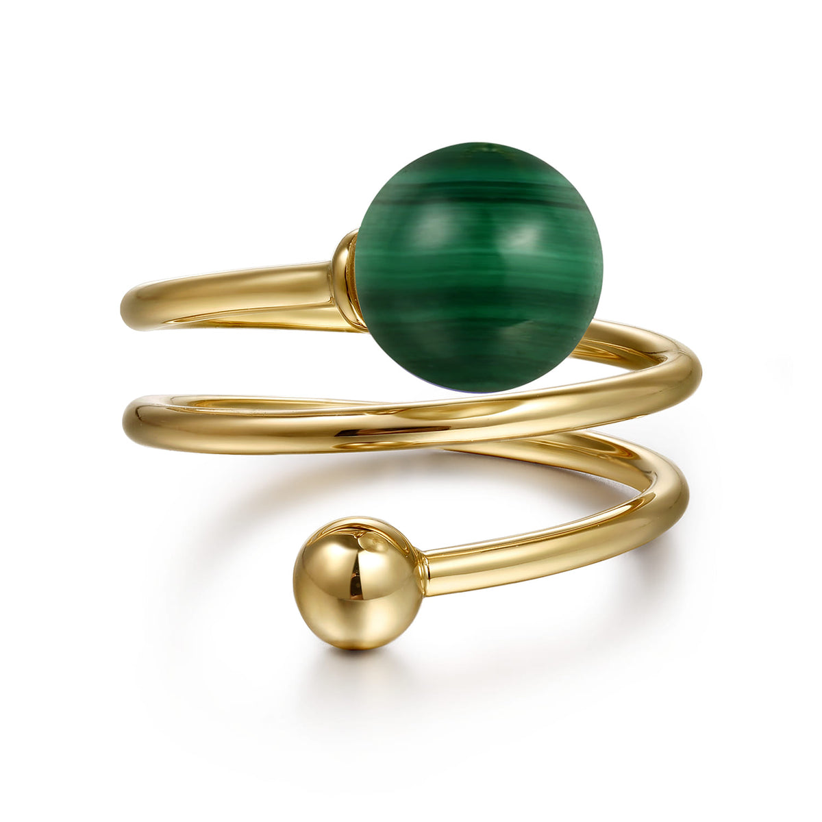14K Yellow Gold Bujukan Beads and Malachite Bypass Ring — Gabriel & Co. LR52771Y4JMA