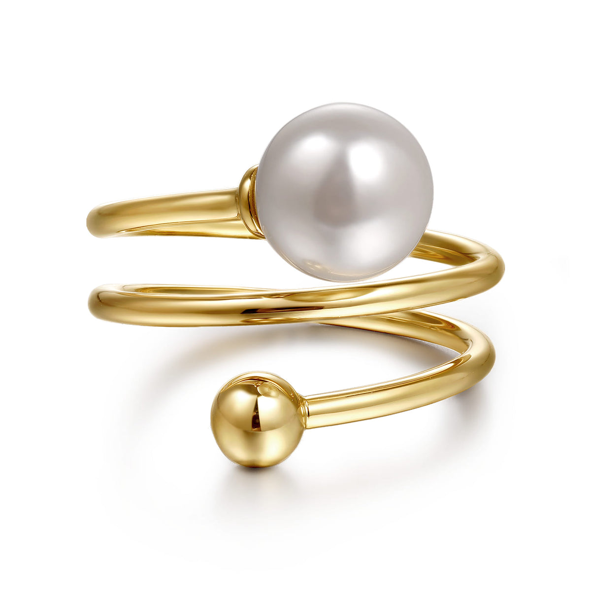 14K Yellow Gold Bujukan Beads and Pearl Bypass Ring — Gabriel & Co. LR52771Y4JPL