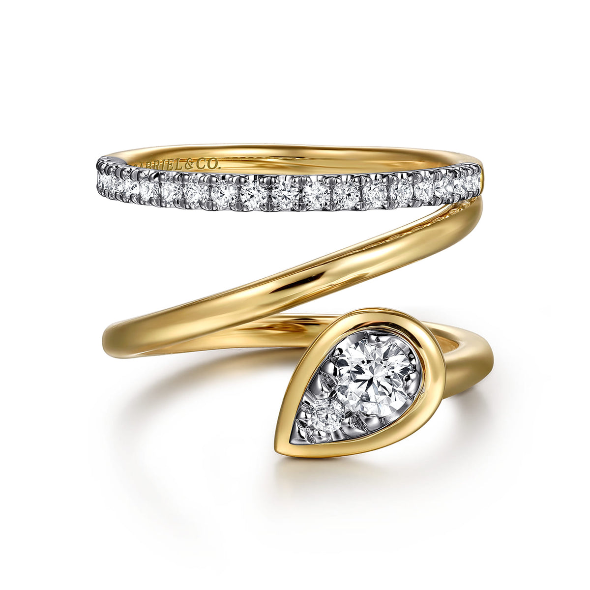 Wide Band Wrap Ring 14K White and Yellow Gold Diamond 0.5ct — Gabriel & Co. LR52802M45JJ