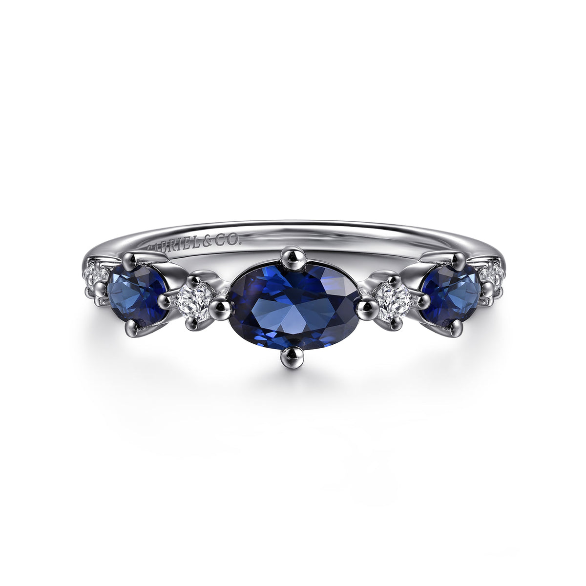 14K White Gold Diamond and Sapphire Ladies Ring — Gabriel & Co. LR52833W45SA