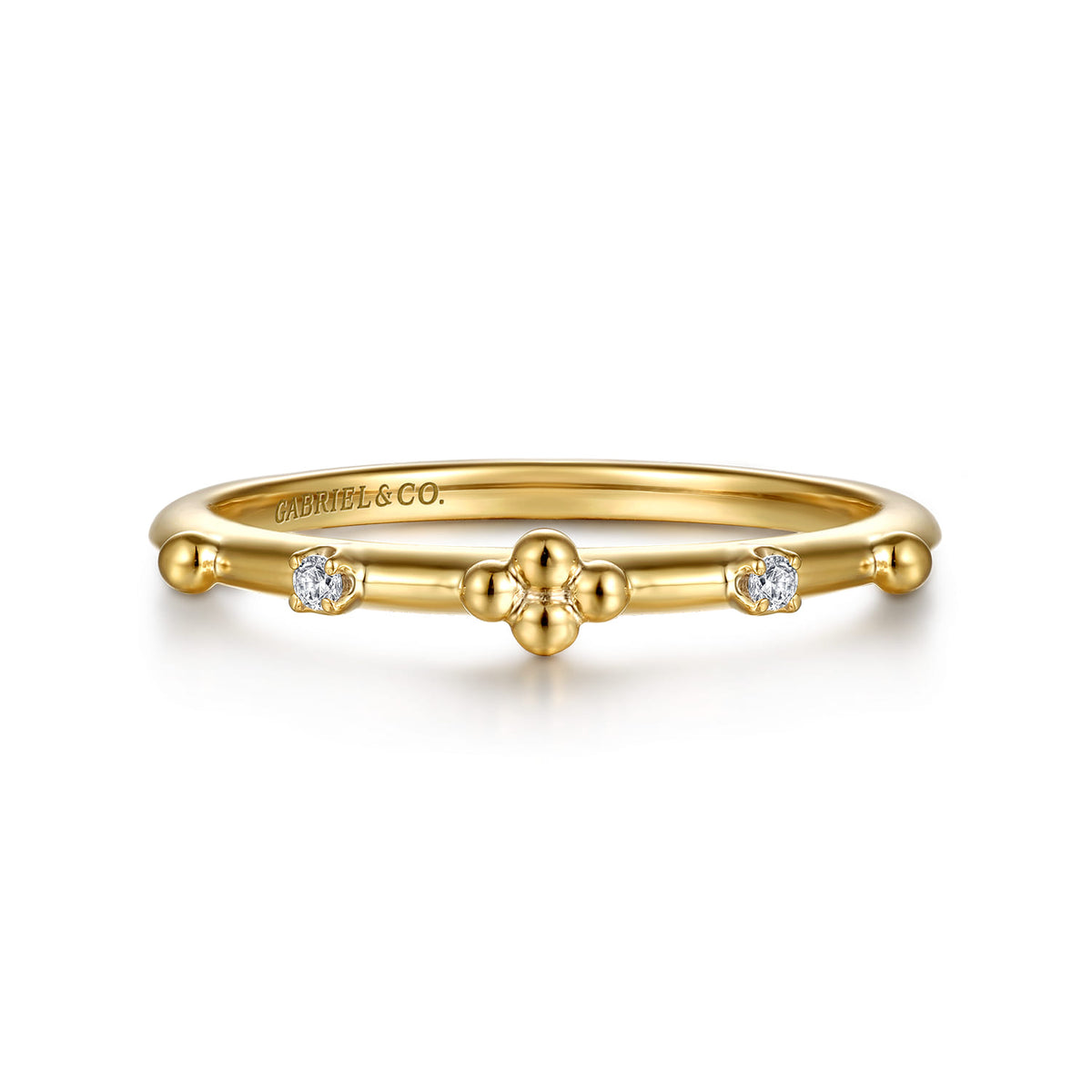 Stackable Ring 14K Yellow Gold Diamond 0.02ct Bujukan — Gabriel & Co. LR52872Y45JJ
