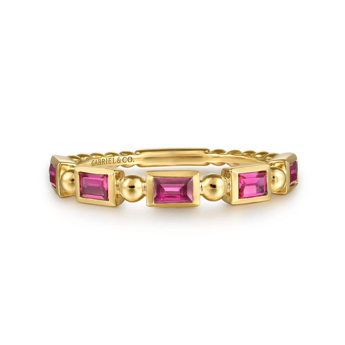 14K Yellow Gold Ruby Geometric Stackable Ring — Gabriel & Co. LR52877Y4JRA