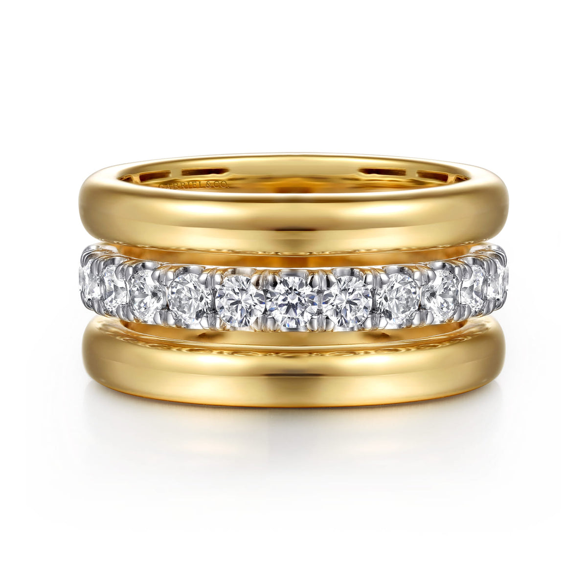 14K White & Yellow Gold Bujukan and Diamond Easy Stackable Ring — Gabriel & Co. LR52905M45JJ