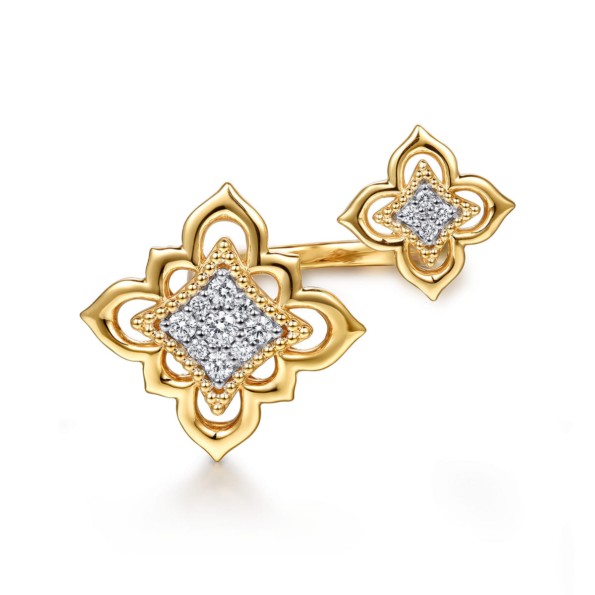 18K Yellow Gold Bujukan and Diamond Floral Open Ring — Gabriel & Co. LR53007Y84JJ