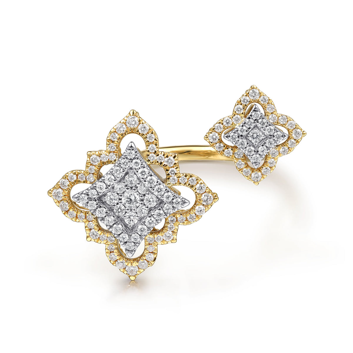 18K White & Yellow Gold Diamond Floral Open Ring — Gabriel & Co. LR53012M84JJ