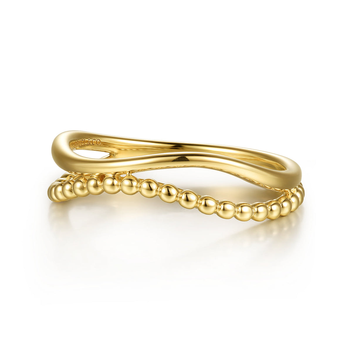 14K Yellow Gold Bujukan Wave Stackable Ring — Gabriel & Co. LR53021Y4JJJ