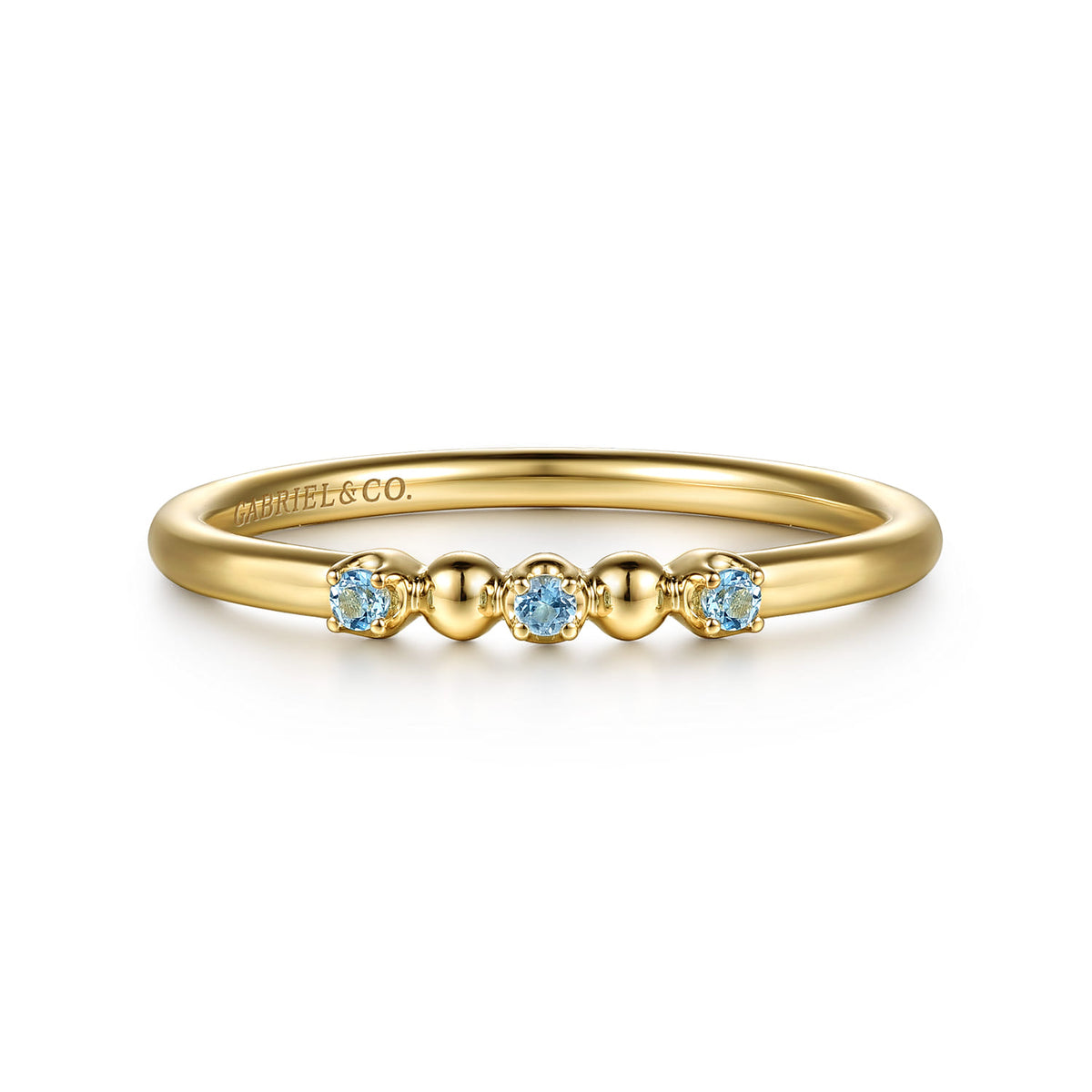 14K Yellow Gold Bujukan Ball and Blue Topaz Stackable Ring — Gabriel & Co. LR53030Y4JBT
