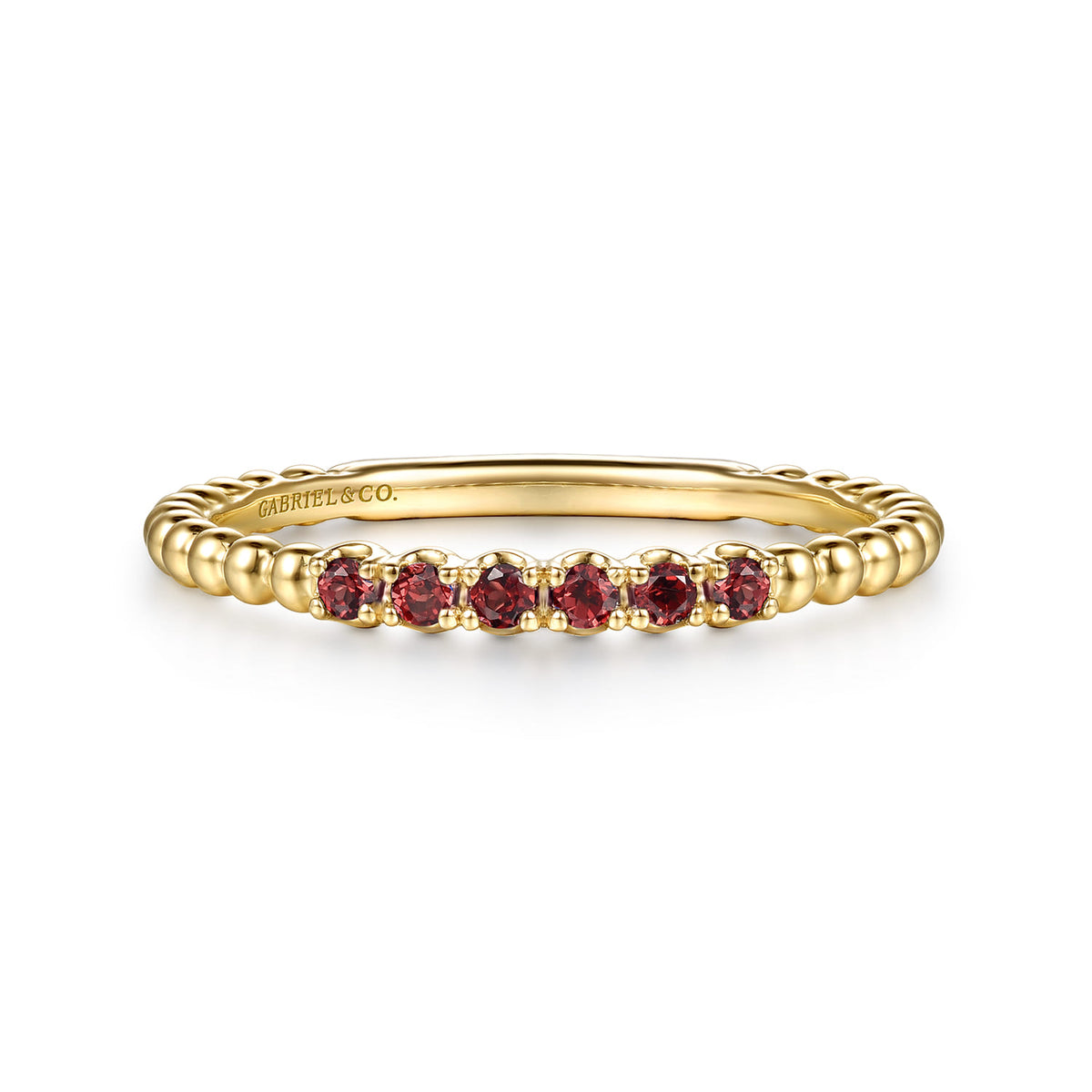 14K Yellow Gold Bujukan Bead and Garnet Stackable Ring — Gabriel & Co. LR53084Y4JGN