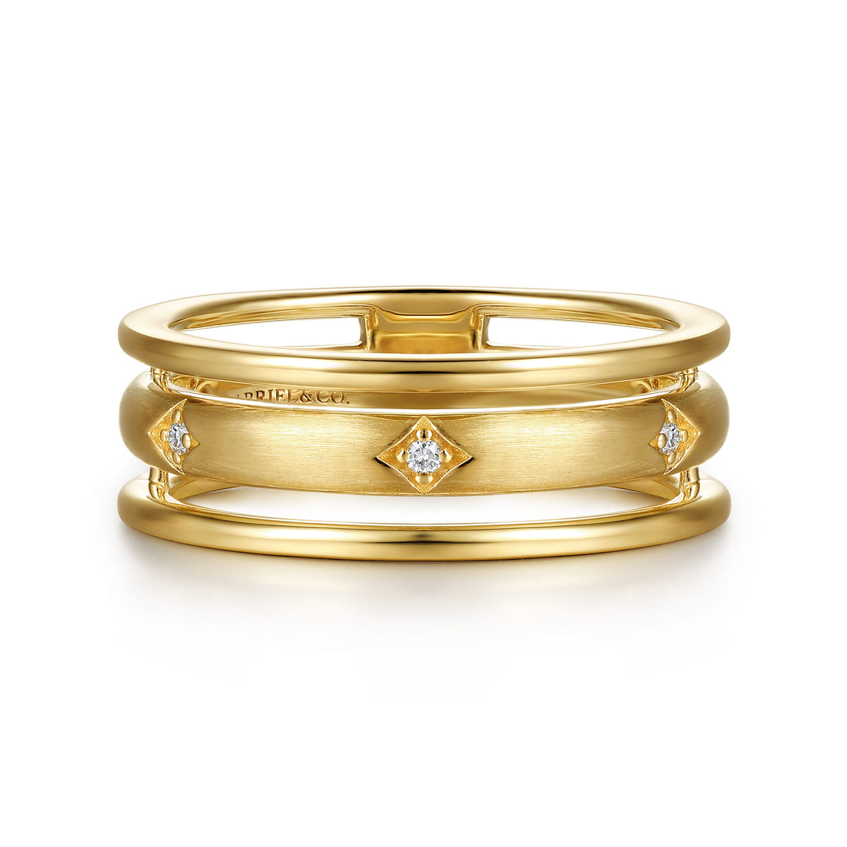 14K Yellow Gold Diamond Station Easy Stackable Ring — Gabriel & Co. LR53097Y45JJ