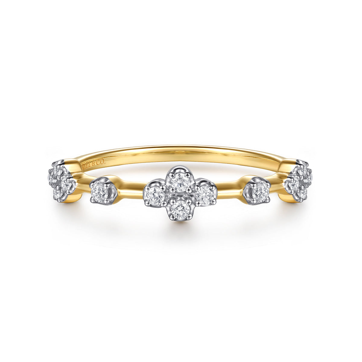14K Yellow Gold Diamond Clover Station Stackable Ring — Gabriel & Co. LR53109Y45JJ