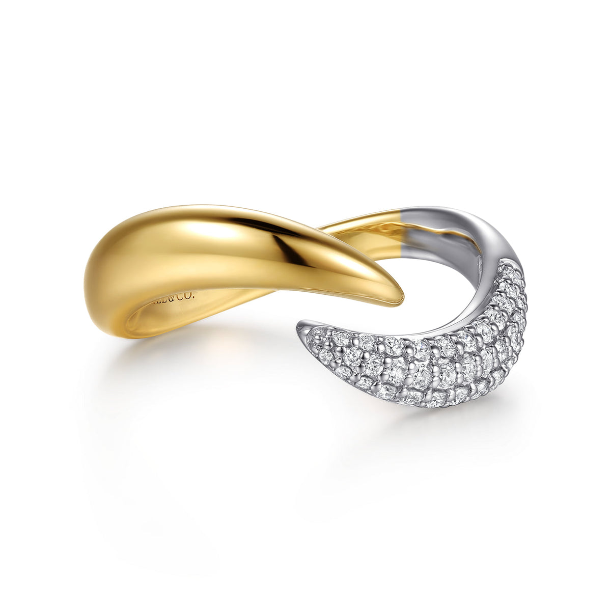 14K White&Yellow Gold Diamond Pave Bypass Ring — Gabriel & Co. LR53119M45JJ