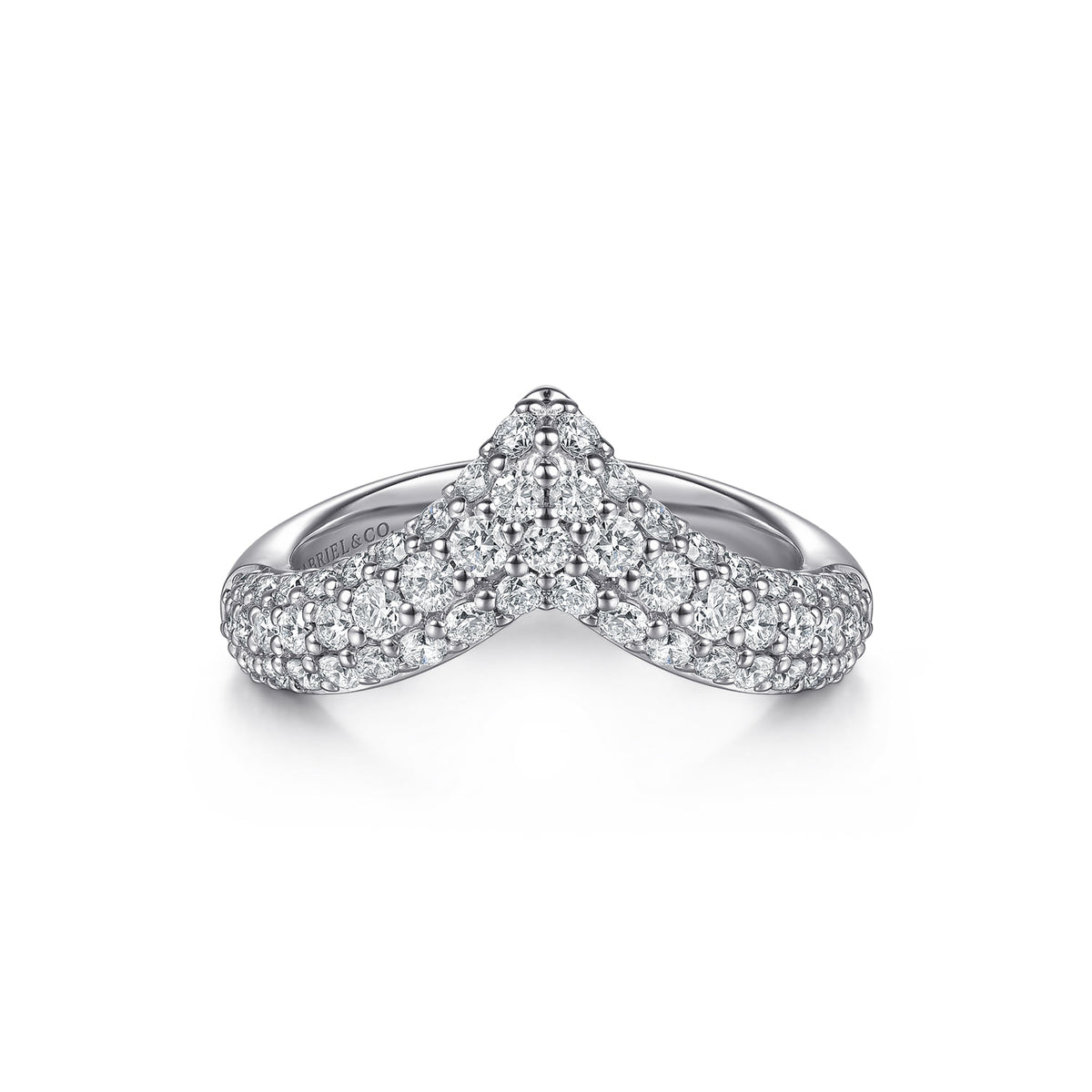 14K White Gold Diamond Pave Chevron Pinkie Ring — Gabriel & Co. LR53129W45JJ