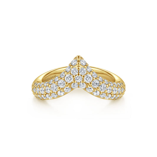 14K Yellow Gold Diamond Pave Chevron Pinkie Ring — Gabriel & Co. LR53129Y45JJ