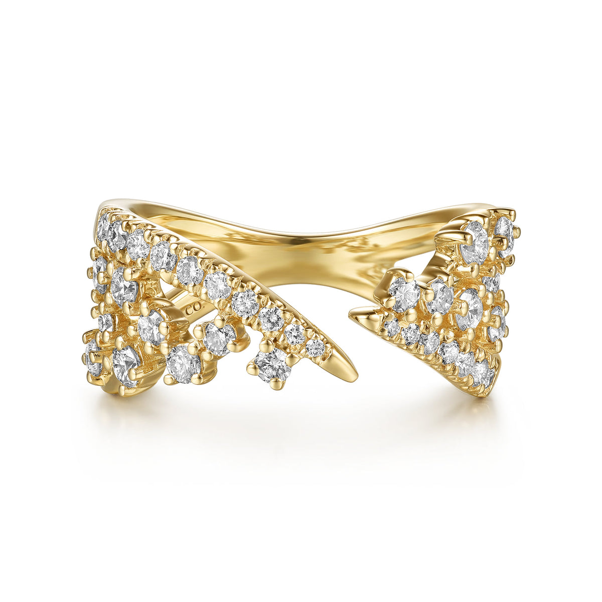 14K Yellow Gold Spike Diamond and Waterfall Bypass Ring — Gabriel & Co. LR53133Y45JJ