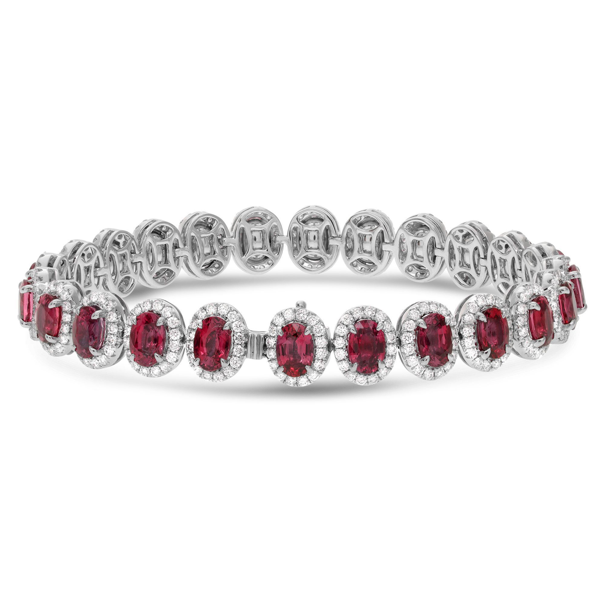 Four Prong Ruby Halo Bracelet — view 4